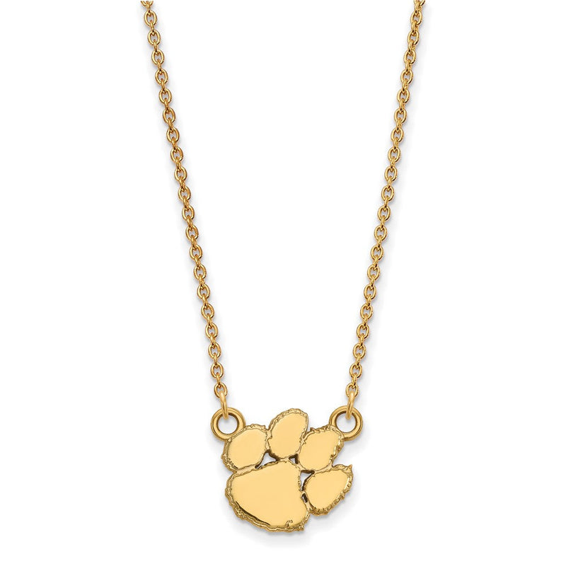 Vergoldet Sterlingsilber Logoart Clemson University Tiger Paw Klein Anhänger 18 Zoll Halskette