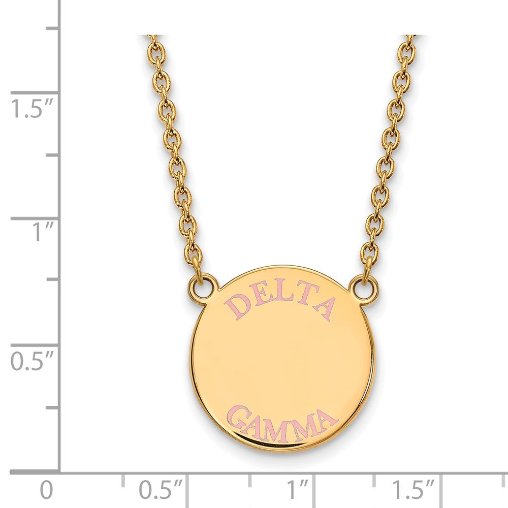 Vergoldet Sterlingsilber Logoart Delta Gamma Sorority Text Groß Farbe Emaille Anhänger 18 Zoll Halskette
