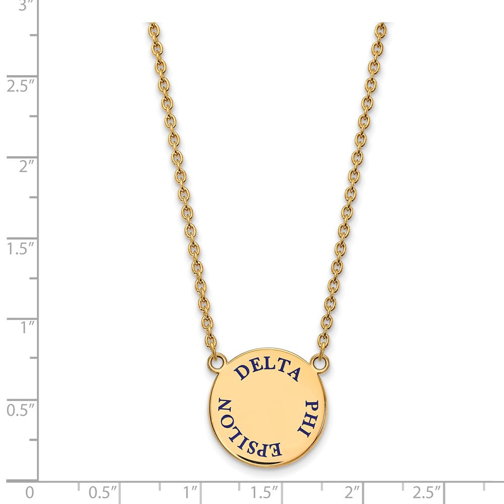 Vergoldet Sterlingsilber Logoart Delta Phi Epsilon Sorority Text Groß Farbe Emaille Anhänger 18 Zoll Halskette