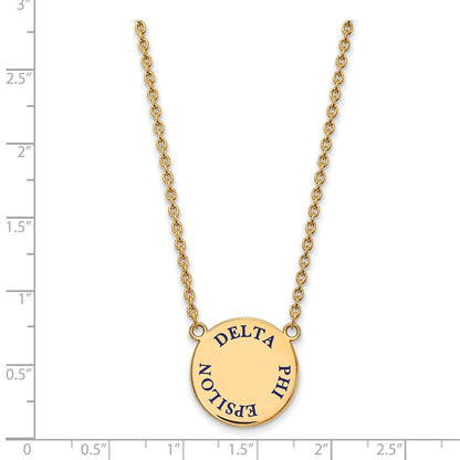 Vergoldet Sterlingsilber Logoart Delta Phi Epsilon Sorority Text Groß Farbe Emaille Anhänger 18 Zoll Halskette