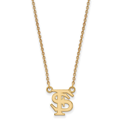 14K Gelbgold Logoart Florida State University F S Klein Anhänger 18 Zoll Halskette