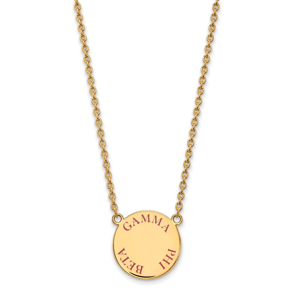 Vergoldet Sterlingsilber Logoart Gamma Phi Beta Sorority Text Groß Farbe Emaille Anhänger 18 Zoll Halskette