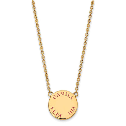Vergoldet Sterlingsilber Logoart Gamma Phi Beta Sorority Text Groß Farbe Emaille Anhänger 18 Zoll Halskette