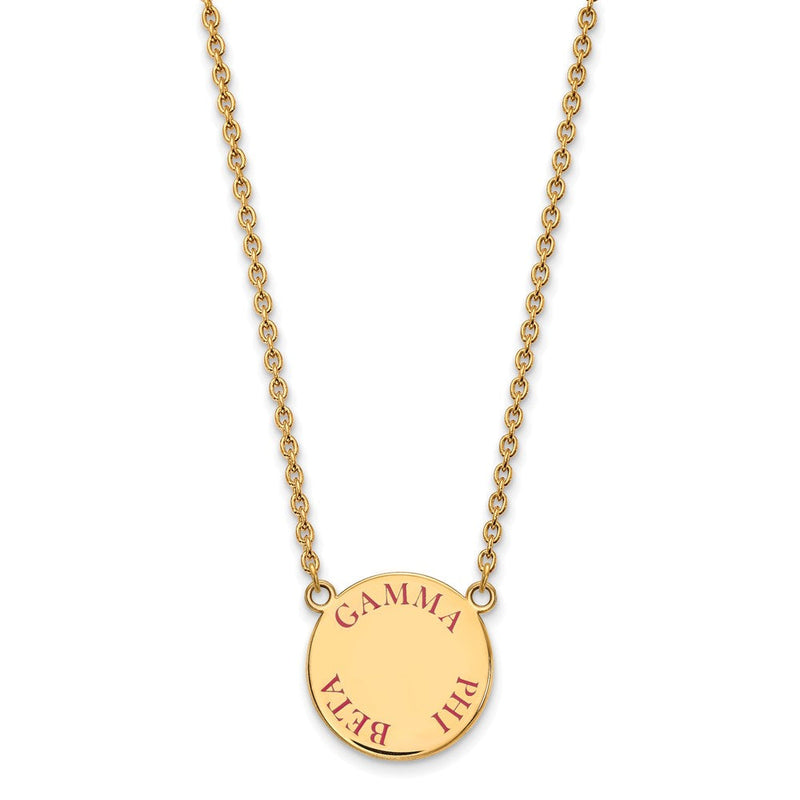 Vergoldet Sterlingsilber Logoart Gamma Phi Beta Sorority Text Groß Farbe Emaille Anhänger 18 Zoll Halskette