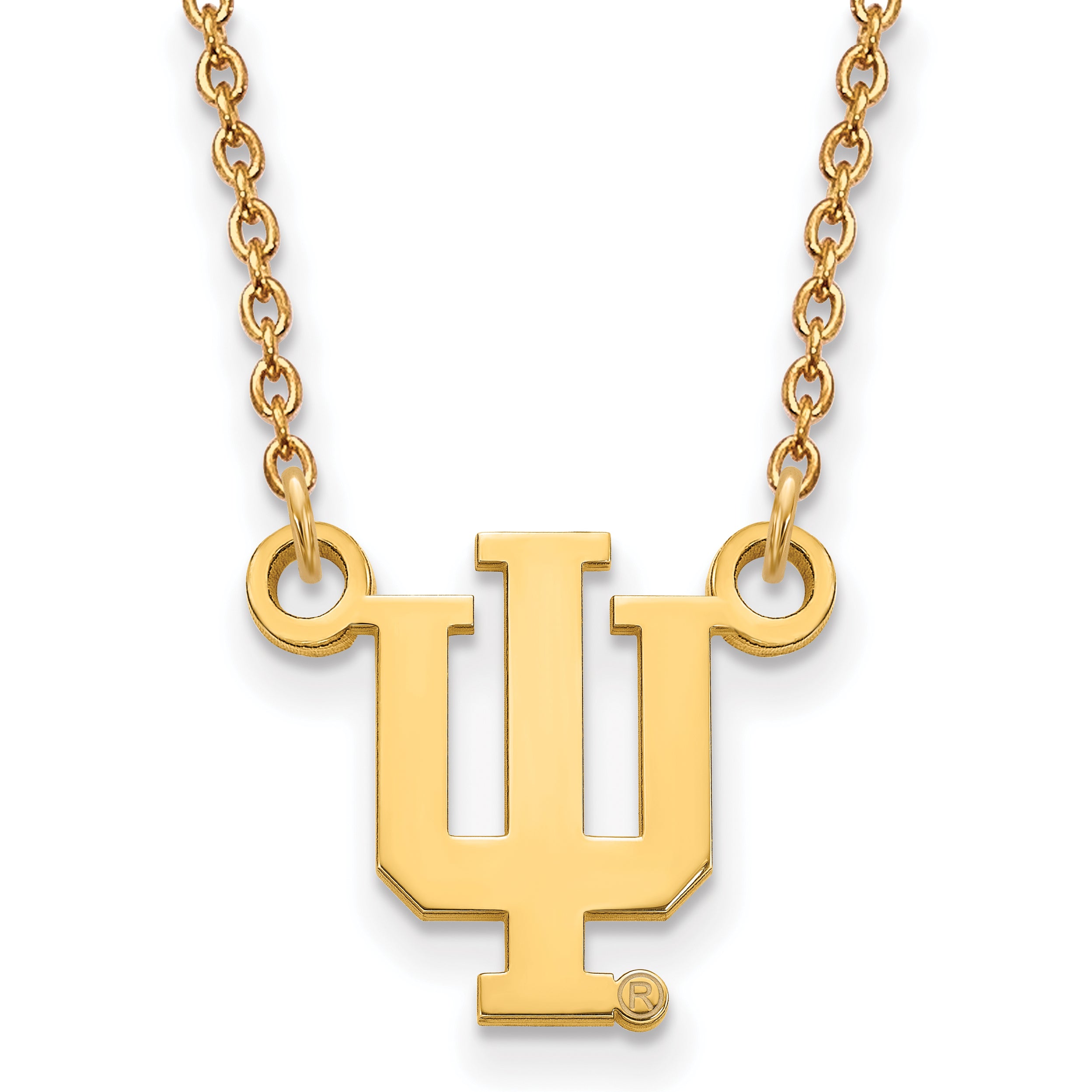 10K Gelbgold Logoart Indiana University I U Klein Anhänger 18 Zoll Halskette