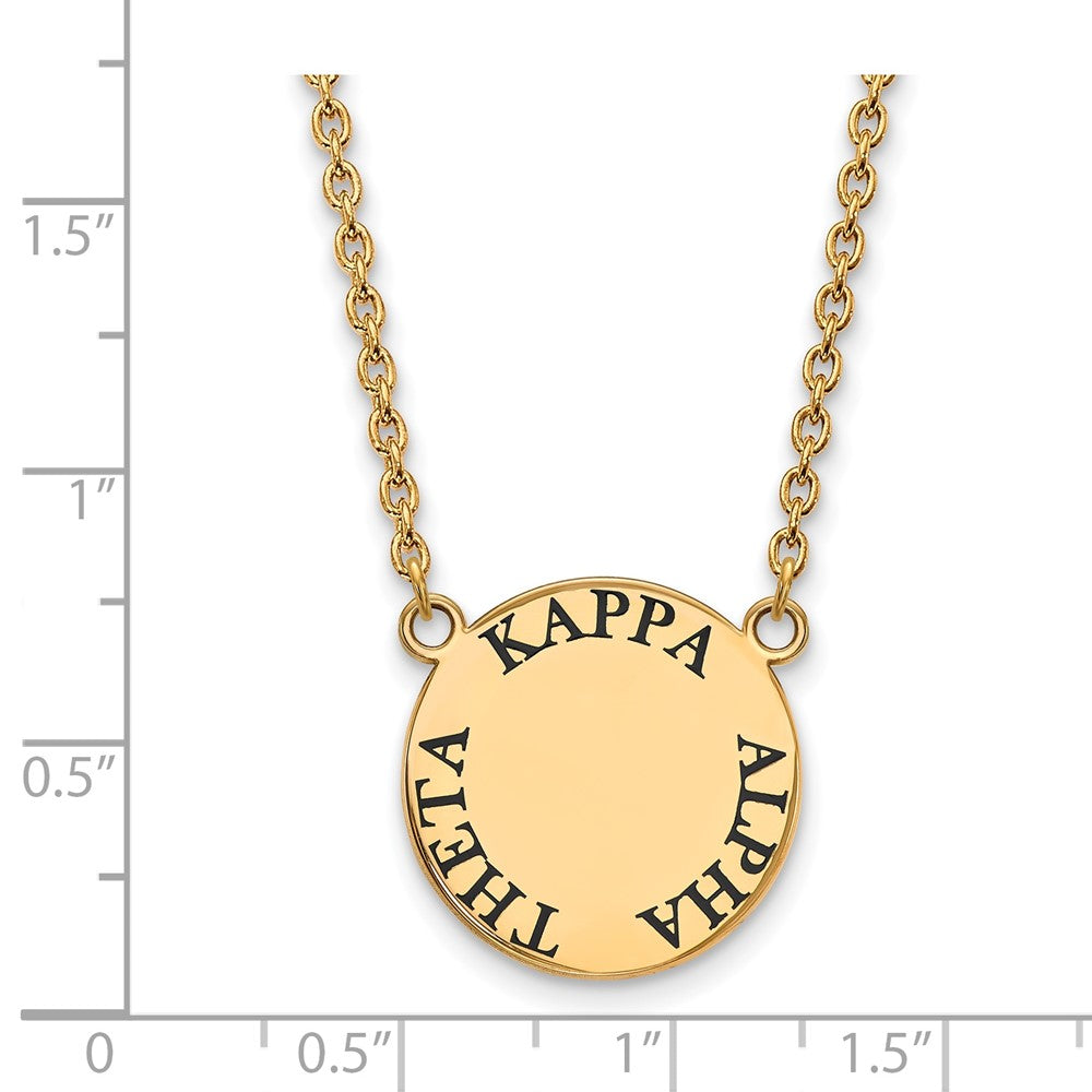 Vergoldet Sterlingsilber Logoart Kappa Alpha Theta Sorority Text Groß Farbe Emaille Anhänger 18 Zoll Halskette