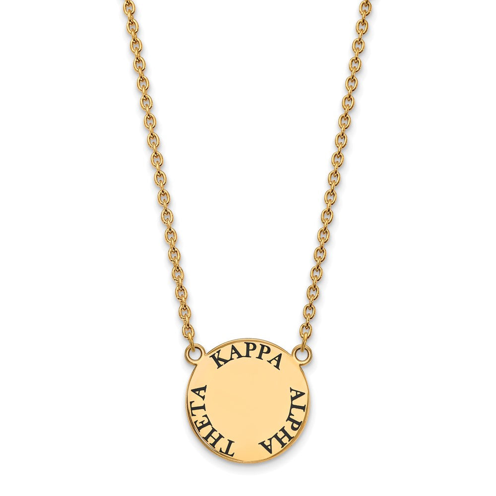 Vergoldet Sterlingsilber Logoart Kappa Alpha Theta Sorority Text Groß Farbe Emaille Anhänger 18 Zoll Halskette