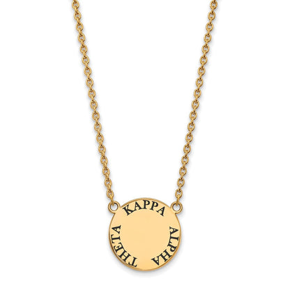 Vergoldet Sterlingsilber Logoart Kappa Alpha Theta Sorority Text Groß Farbe Emaille Anhänger 18 Zoll Halskette