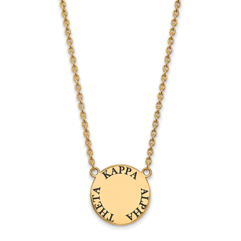 Vergoldet Sterlingsilber Logoart Kappa Alpha Theta Sorority Text Groß Farbe Emaille Anhänger 18 Zoll Halskette