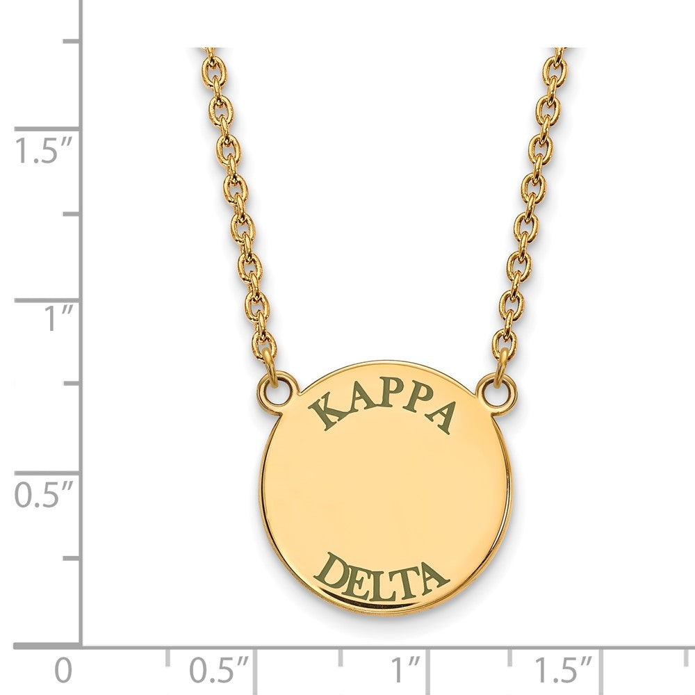 Vergoldet Sterlingsilber Logoart Kappa Delta Sorority Text Groß Farbe Emaille Anhänger 18 Zoll Halskette
