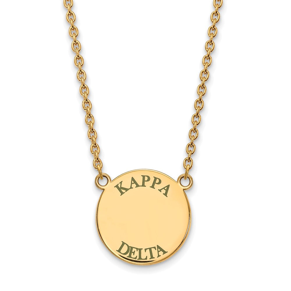 Vergoldet Sterlingsilber Logoart Kappa Delta Sorority Text Groß Farbe Emaille Anhänger 18 Zoll Halskette