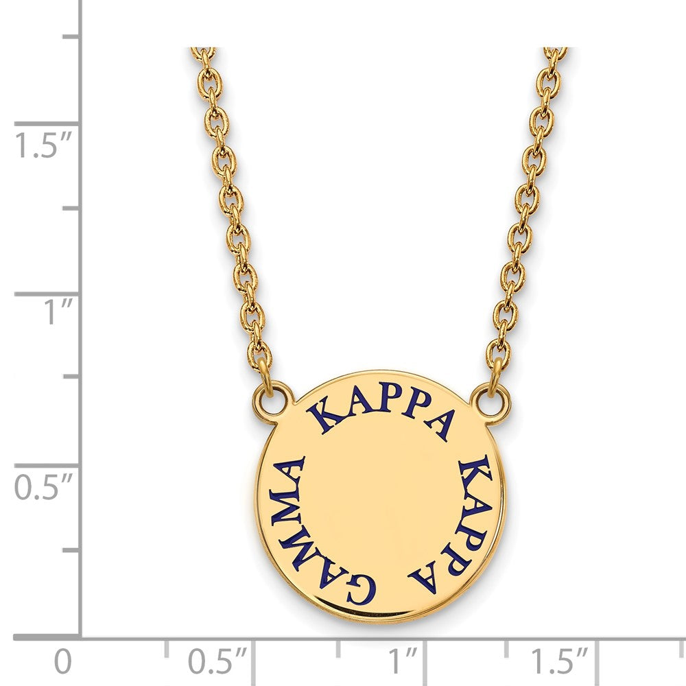 Vergoldet Sterlingsilber Logoart Kappa Gamma Sorority Text Groß Farbe Emaille Anhänger 18 Zoll Halskette