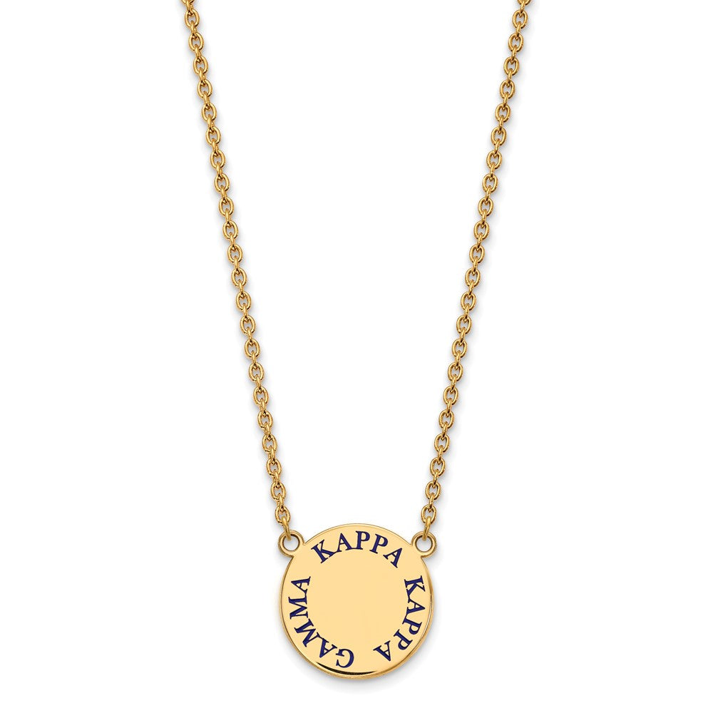 Vergoldet Sterlingsilber Logoart Kappa Gamma Sorority Text Groß Farbe Emaille Anhänger 18 Zoll Halskette