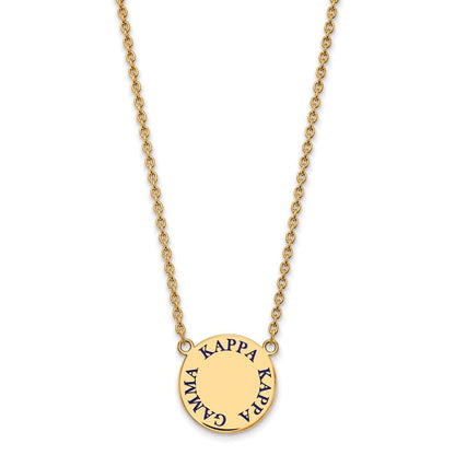 Vergoldet Sterlingsilber Logoart Kappa Gamma Sorority Text Groß Farbe Emaille Anhänger 18 Zoll Halskette