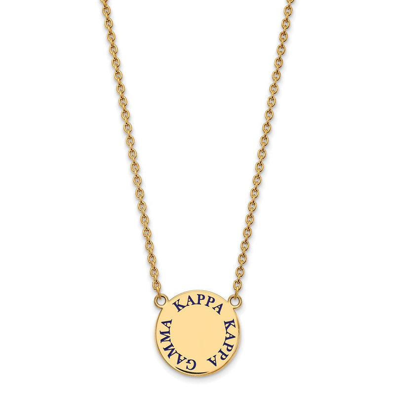 Vergoldet Sterlingsilber Logoart Kappa Gamma Sorority Text Groß Farbe Emaille Anhänger 18 Zoll Halskette