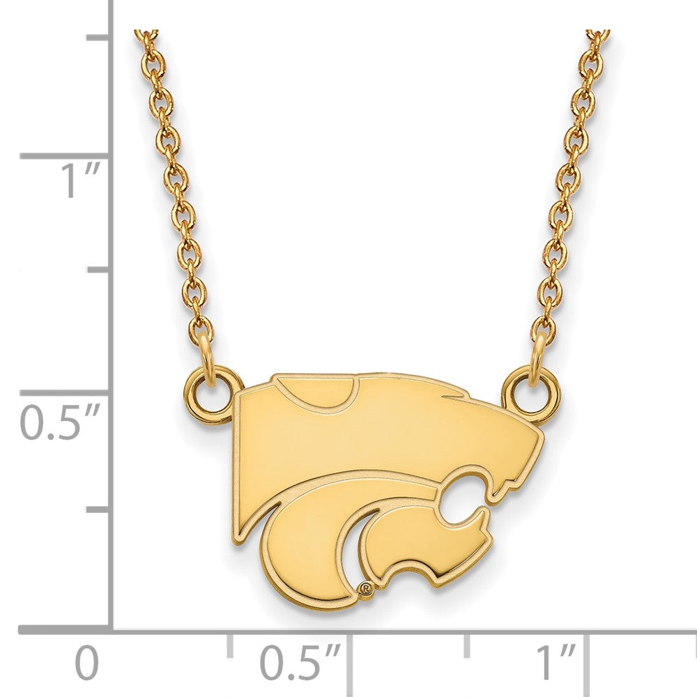 10K Gelbgold Logoart Kansas State University Wildkatze Klein Anhänger 18 Zoll Halskette