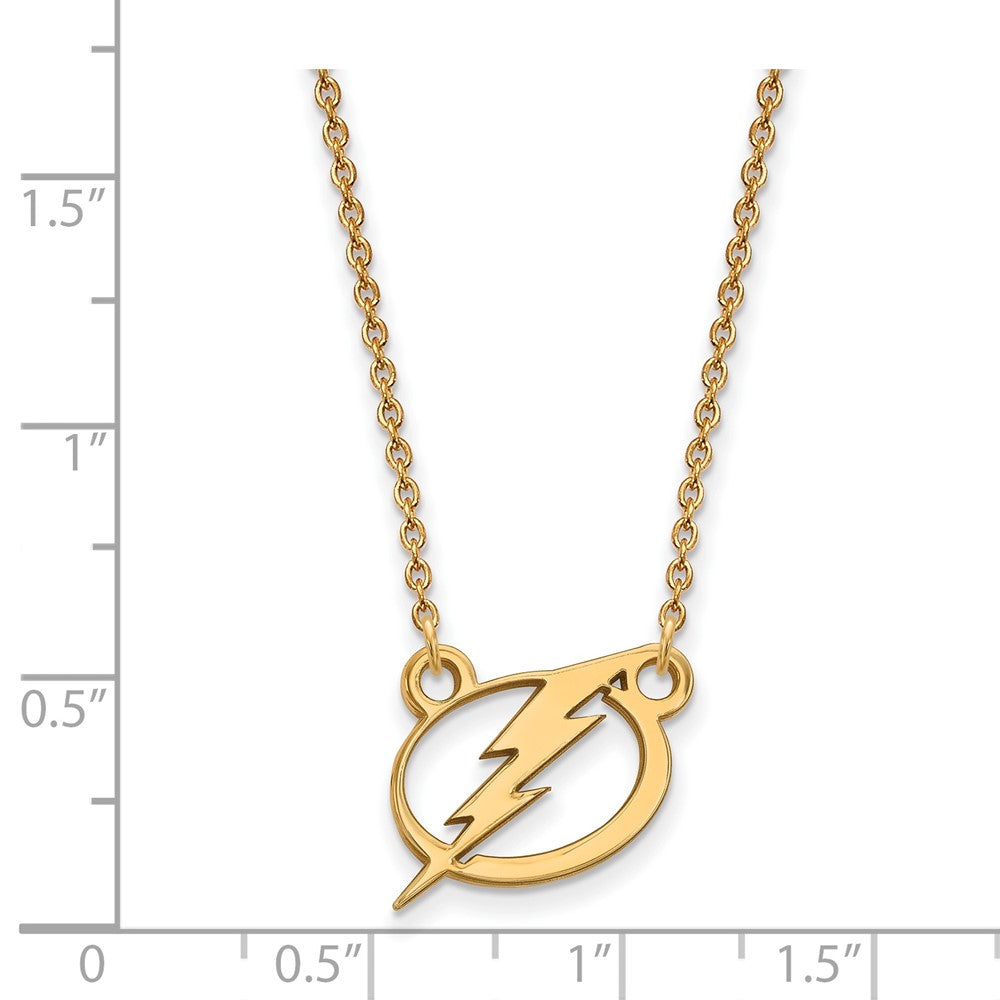 Vergoldet Sterlingsilber Nhl Logoart Tampa Bay Blitz Klein Anhänger 18 Zoll Halskette