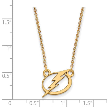 Vergoldet Sterlingsilber Nhl Logoart Tampa Bay Blitz Klein Anhänger 18 Zoll Halskette