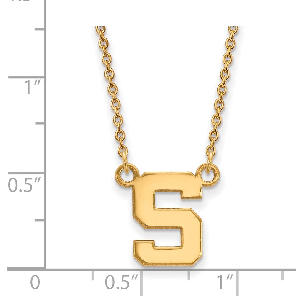 10K Gelbgold Logoart Michigan State University Buchstabe S Klein Anhänger 18 Zoll Halskette