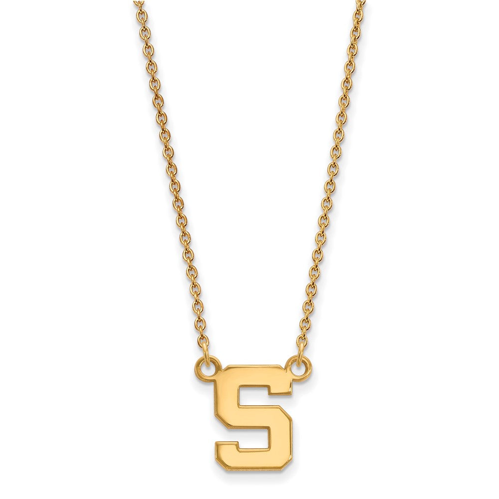 10K Gelbgold Logoart Michigan State University Buchstabe S Klein Anhänger 18 Zoll Halskette