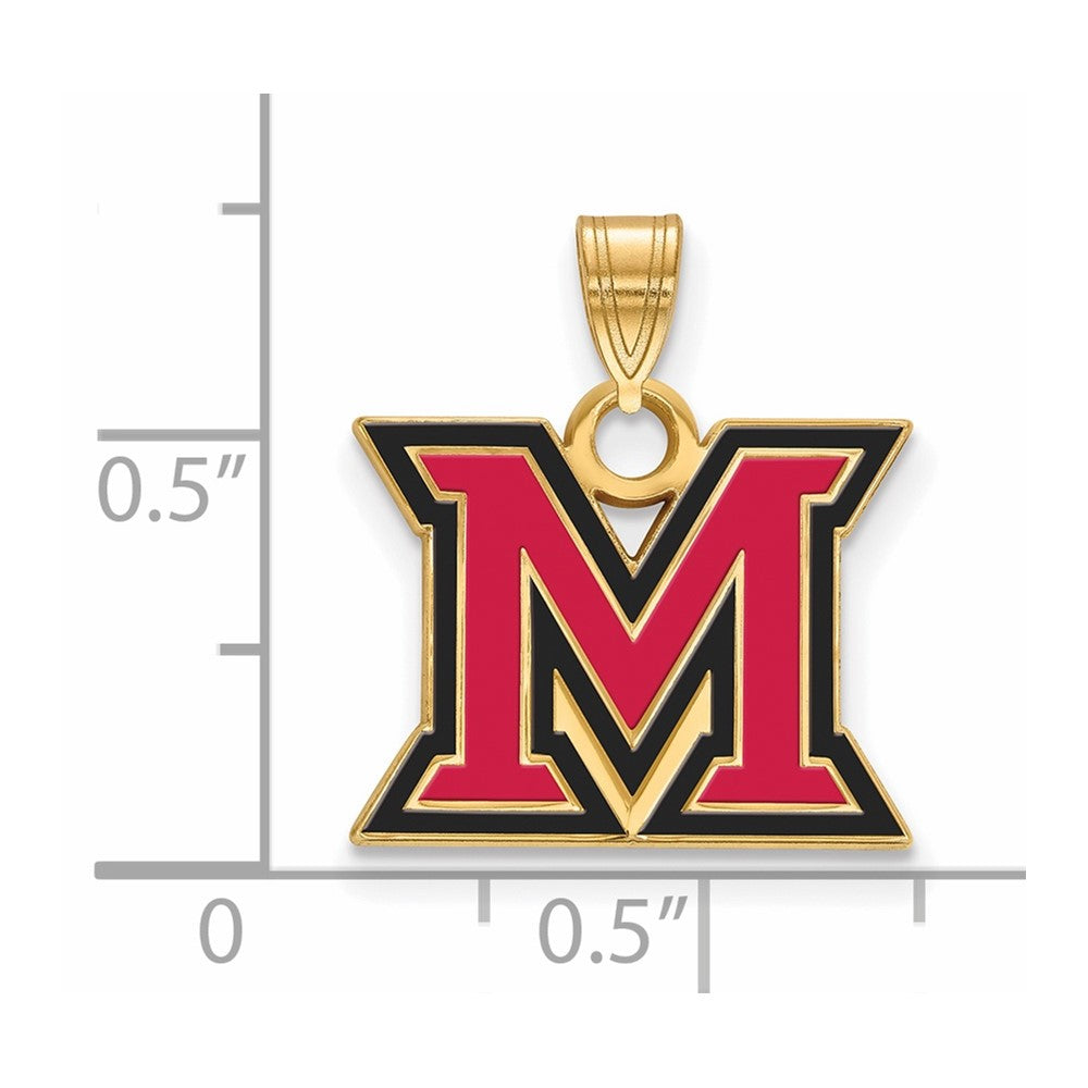 Vergoldet Sterlingsilber Logoart Miami University Ohio Buchstabe M Klein Emailliert Anhänger