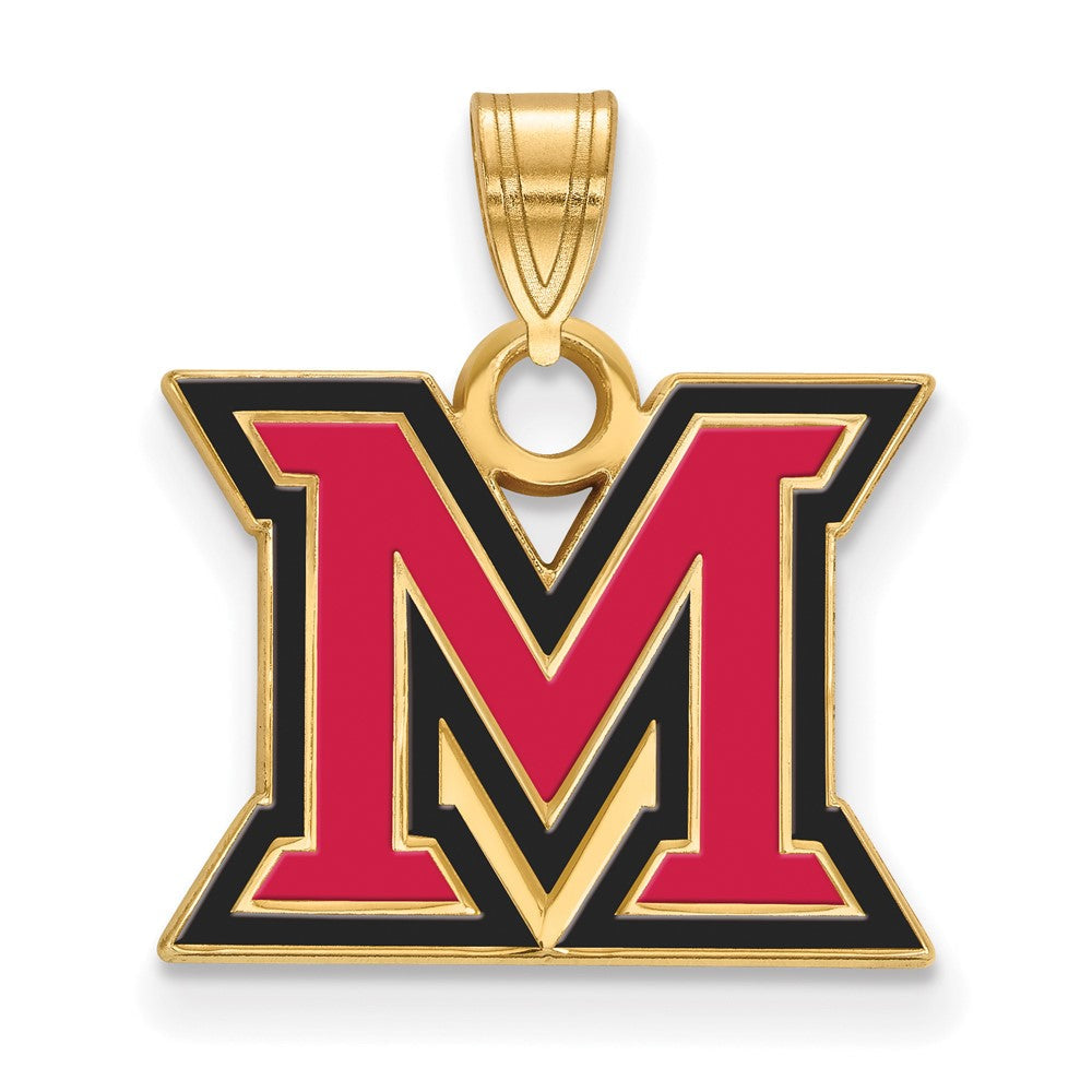 Vergoldet Sterlingsilber Logoart Miami University Ohio Buchstabe M Klein Emailliert Anhänger