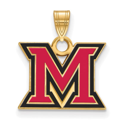 Vergoldet Sterlingsilber Logoart Miami University Ohio Buchstabe M Klein Emailliert Anhänger