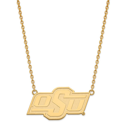 Vergoldet Sterlingsilber Logoart Oklahoma State University O S U Groß Anhänger 18 Zoll Halskette