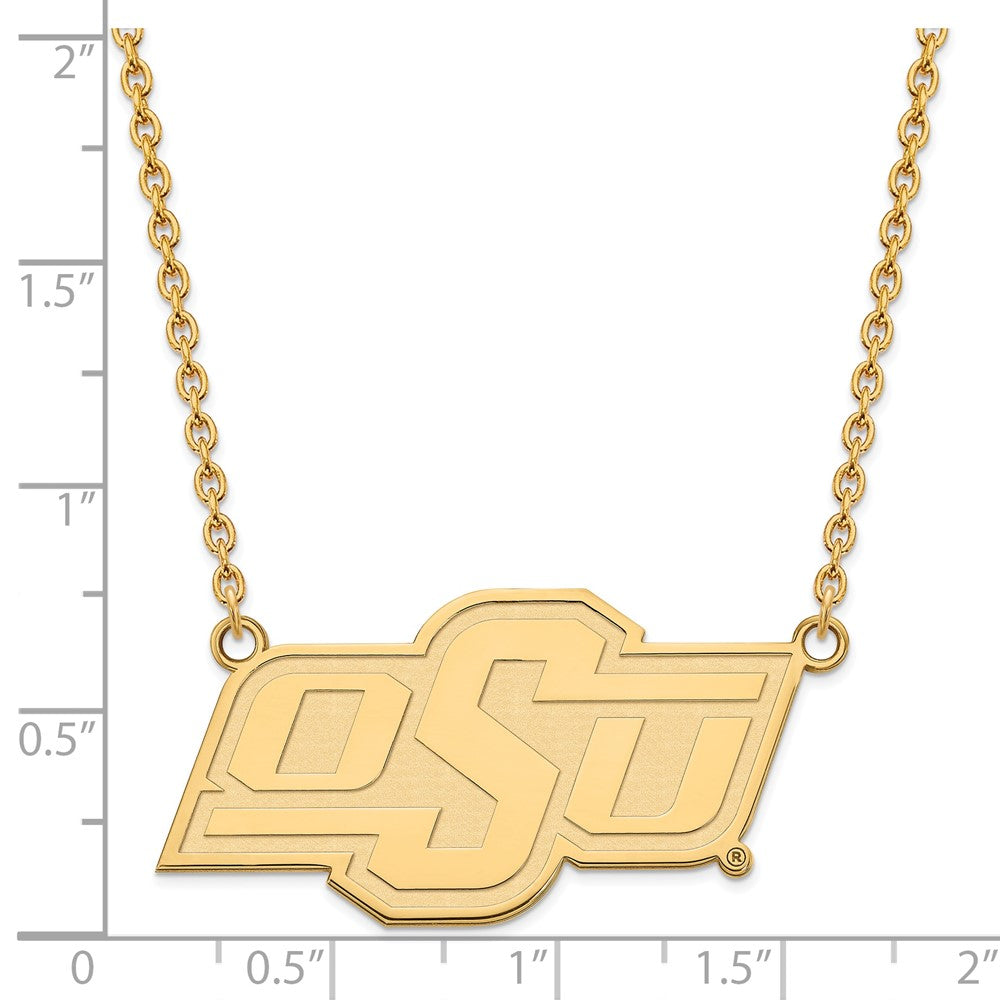 Vergoldet Sterlingsilber Logoart Oklahoma State University O S U Groß Anhänger 18 Zoll Halskette