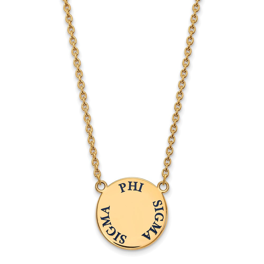 Vergoldet Sterlingsilber Logoart Phi Sigma Sorority Text Groß Farbe Emaille Anhänger 18 Zoll Halskette
