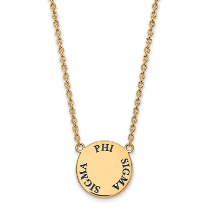 Vergoldet Sterlingsilber Logoart Phi Sigma Sorority Text Groß Farbe Emaille Anhänger 18 Zoll Halskette