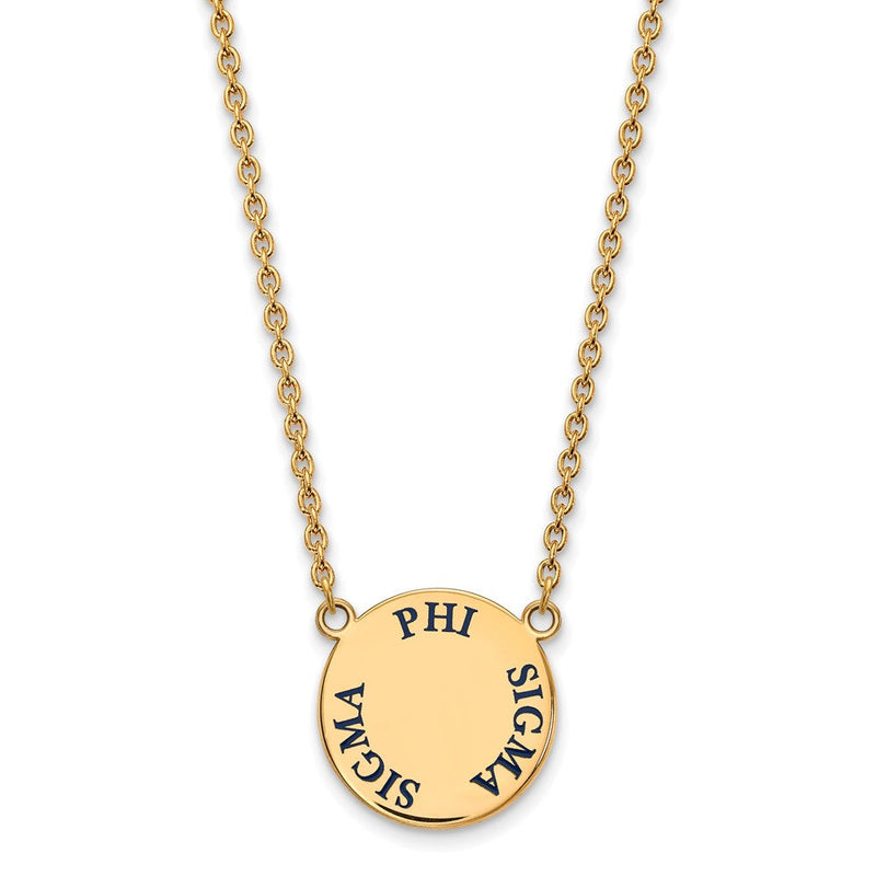 Vergoldet Sterlingsilber Logoart Phi Sigma Sorority Text Groß Farbe Emaille Anhänger 18 Zoll Halskette