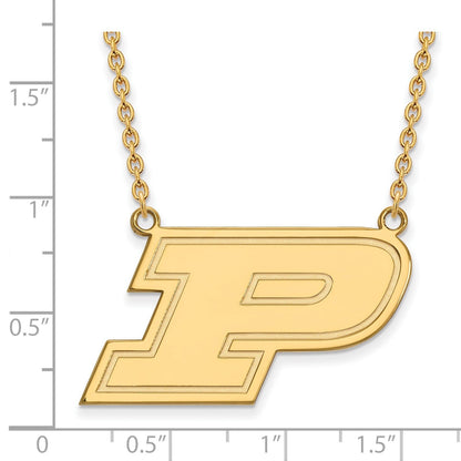 Vergoldet Sterlingsilber Logoart Purdue University Buchstabe P Groß Anhänger 18 Zoll Halskette