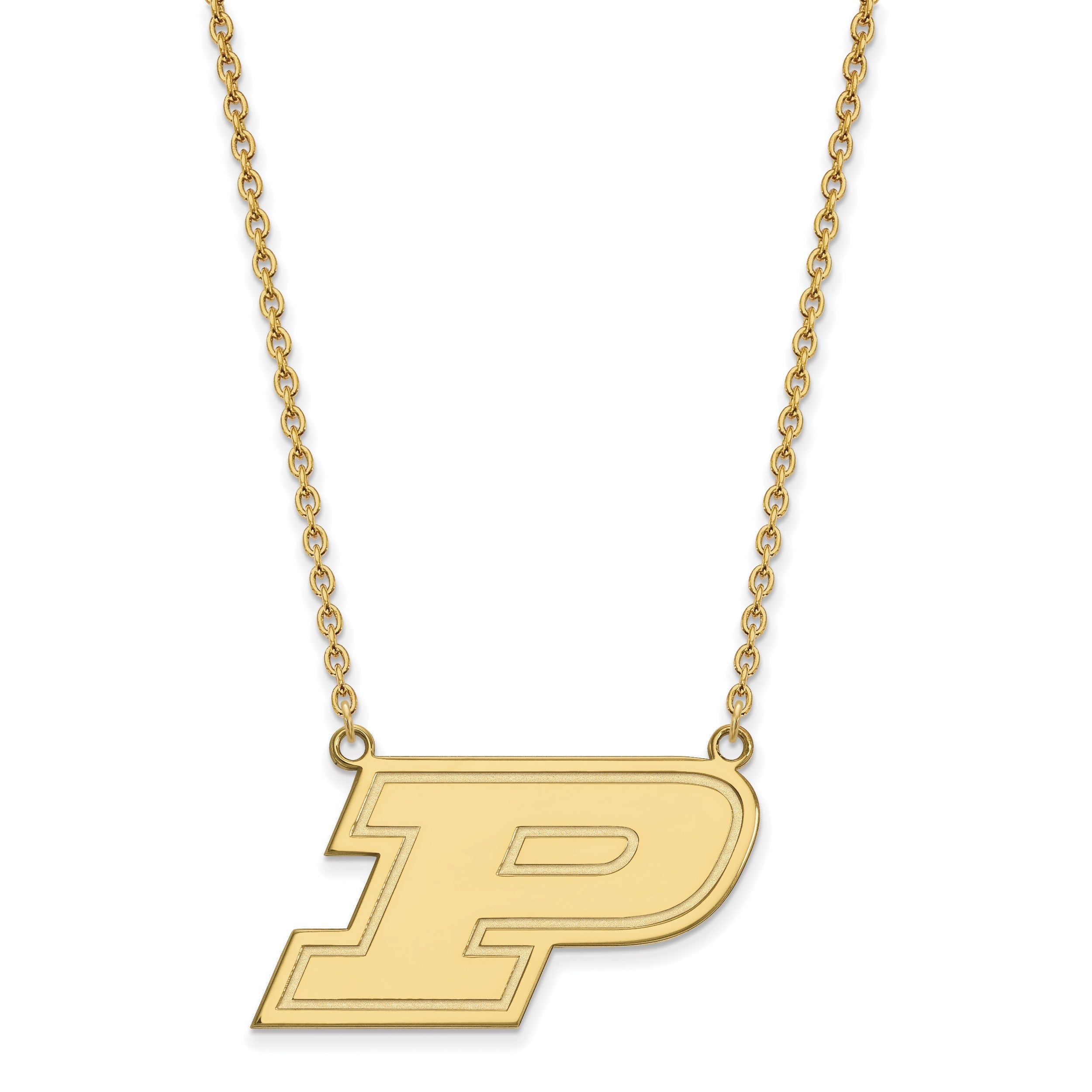 Vergoldet Sterlingsilber Logoart Purdue University Buchstabe P Groß Anhänger 18 Zoll Halskette