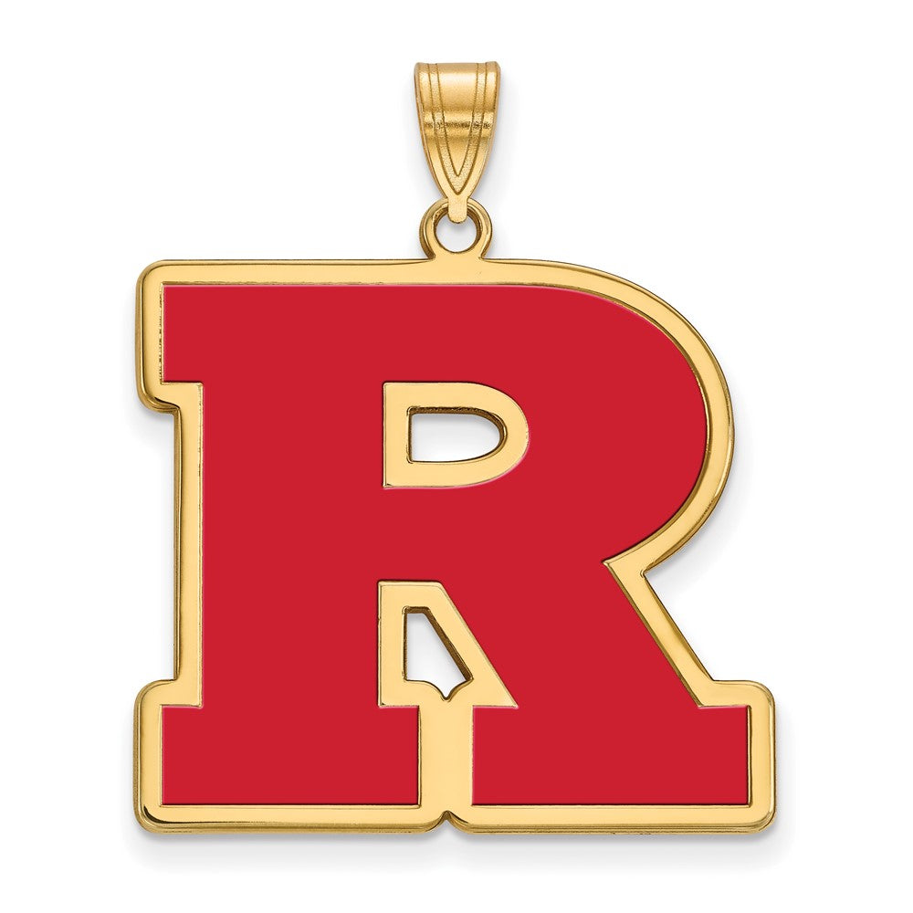 Vergoldet Sterlingsilber Logoart Rutgers University Buchstabe R Extra Groß Emailliert Anhänger