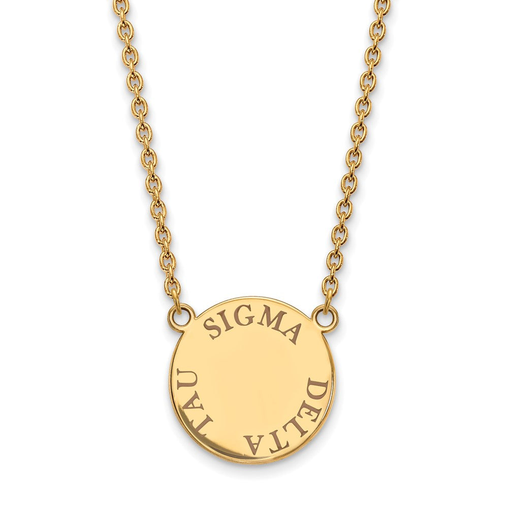 Vergoldet Sterlingsilber Logoart Sigma Delta Tau Sorority Text Groß Farbe Emaille Anhänger 18 Zoll Halskette