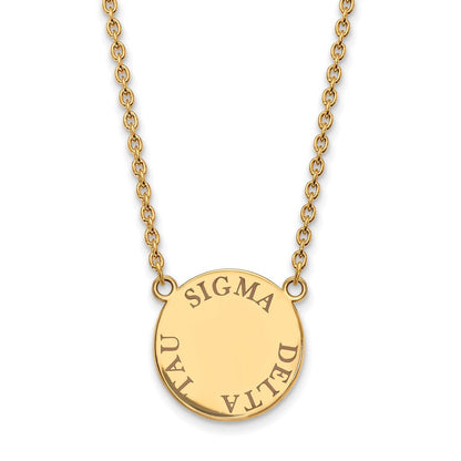 Vergoldet Sterlingsilber Logoart Sigma Delta Tau Sorority Text Groß Farbe Emaille Anhänger 18 Zoll Halskette