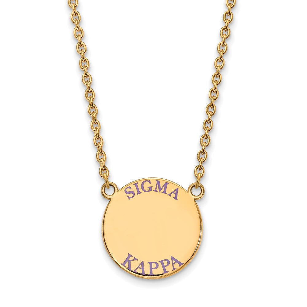 Vergoldet Sterlingsilber Logoart Sigma Kappa Sorority Text Groß Farbe Emaille Anhänger 18 Zoll Halskette