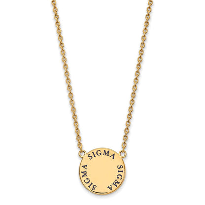 Vergoldet Sterlingsilber Logoart Sigma Sorority Text Groß Farbe Emaille Anhänger 18 Zoll Halskette