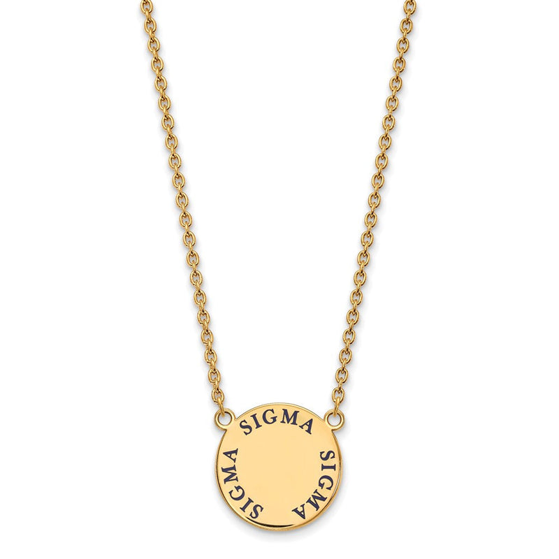 Vergoldet Sterlingsilber Logoart Sigma Sorority Text Groß Farbe Emaille Anhänger 18 Zoll Halskette