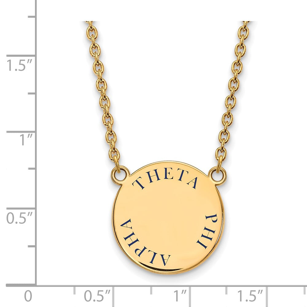 Vergoldet Sterlingsilber Logoart Theta Phi Alpha Sorority Text Groß Farbe Emaille Anhänger 18 Zoll Halskette