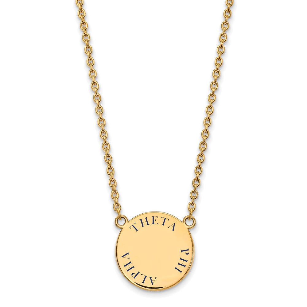 Vergoldet Sterlingsilber Logoart Theta Phi Alpha Sorority Text Groß Farbe Emaille Anhänger 18 Zoll Halskette