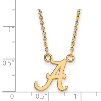 Vergoldet Sterlingsilber Logoart University Of Alabama Buchstabe A Klein Anhänger 18 Zoll Halskette