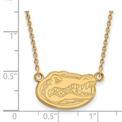 Vergoldet Sterlingsilber Logoart University Of Florida Gator Klein Anhänger 18 Zoll Halskette