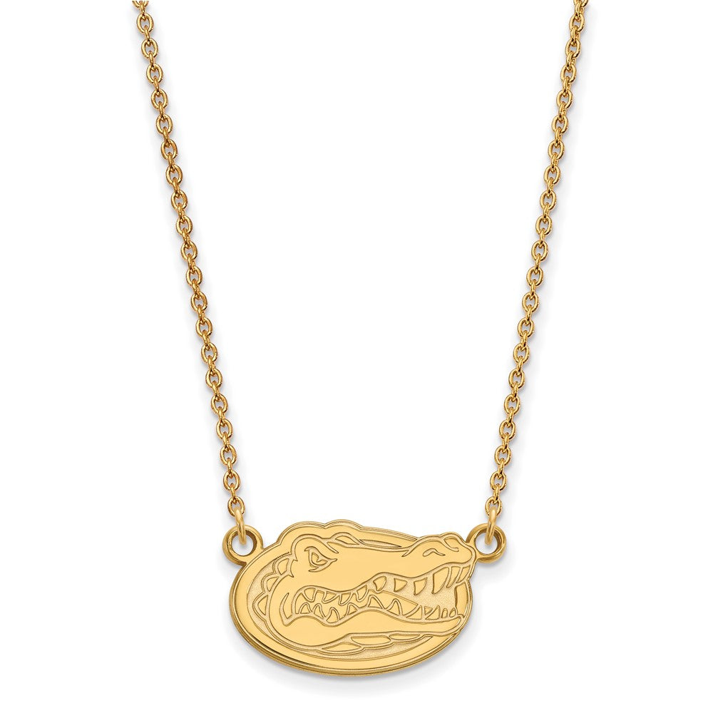 Vergoldet Sterlingsilber Logoart University Of Florida Gator Klein Anhänger 18 Zoll Halskette