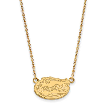 Vergoldet Sterlingsilber Logoart University Of Florida Gator Klein Anhänger 18 Zoll Halskette