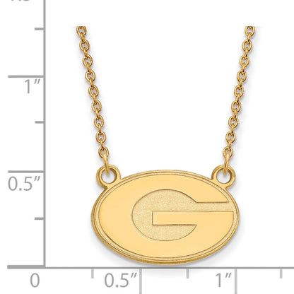 Vergoldet Sterlingsilber Logoart University Of Georgia Buchstabe G Klein Anhänger 18 Zoll Halskette