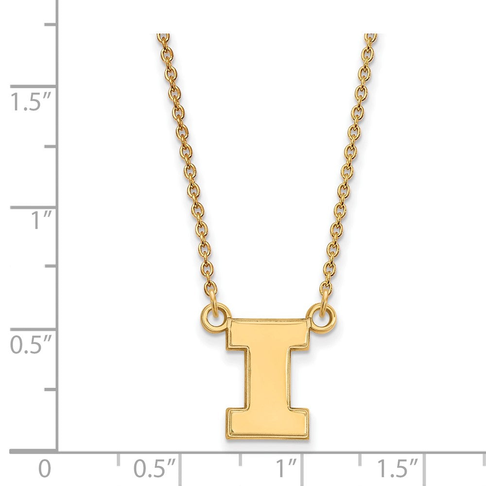 Vergoldet Sterlingsilber Logoart University Of Illinois Buchstabe I Klein Anhänger 18 Zoll Halskette
