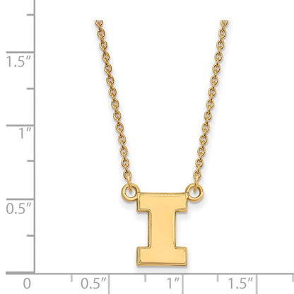 Vergoldet Sterlingsilber Logoart University Of Illinois Buchstabe I Klein Anhänger 18 Zoll Halskette
