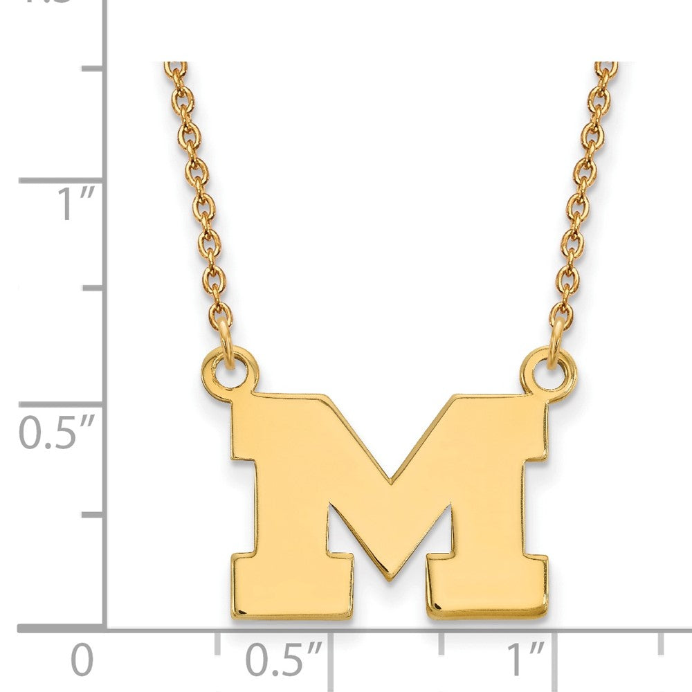 Vergoldet Sterlingsilber Logoart University Of Michigan Buchstabe M Klein Anhänger 18 Zoll Halskette